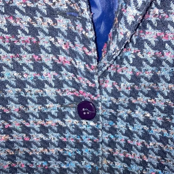 Vintage Wool Houndstooth Plaid Single Breasted Blazer Size 10 - Picture 9 of 10